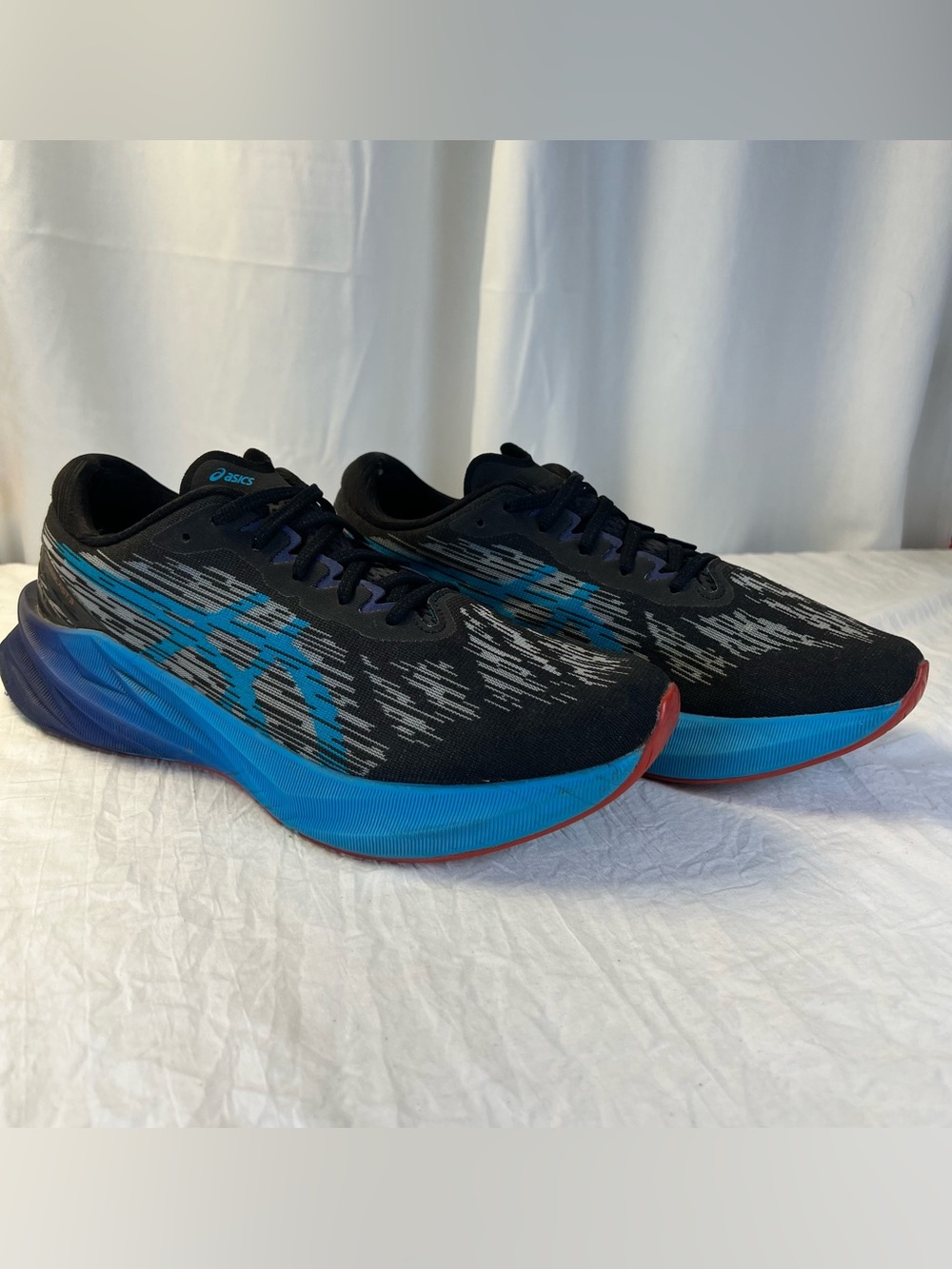 ASICS Blast Men's 10.5 Black & Blue Running Shoes Athletic Cushioned Lightweight